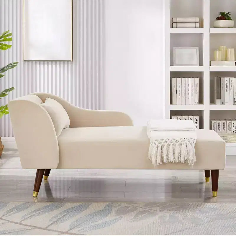 Fauteuil chaise longue moderne en velours, avec accoudoir rembourré et courbé, canapé-lit chaise longue pour chambre, bureau ou salon