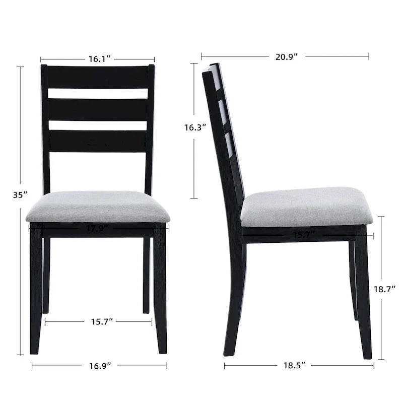 5-Piece Solid Wood 47L Dining Table Sets (1 Table+ 4 Slat Back Chairs)