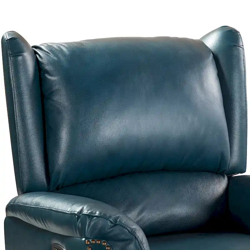Genuine Leather Power Recliner with USB Port â€?Wingback Nailhead Set of 2