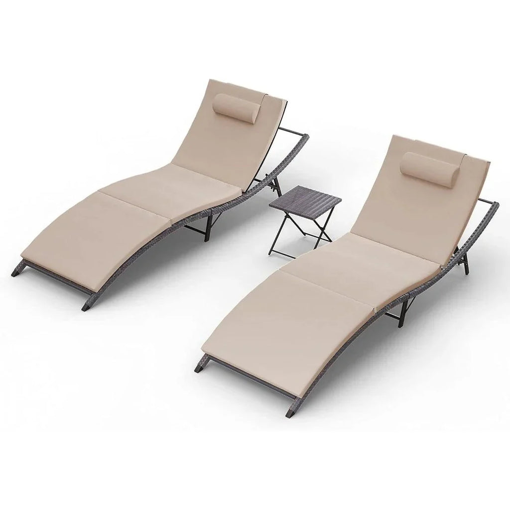 3-elementowy zestaw ogrodowych leżanek typu chaise longue Kullavik
