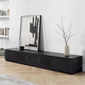Minimalist TV Stand with DrawersSolid Wood Media Console with Cabinets, Flip-down Door, Walnut Veneer, Fully-Assembled