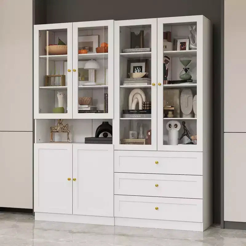 Famapy vitrinekast met glazen deuren, boekenkast en voorraadorganizer