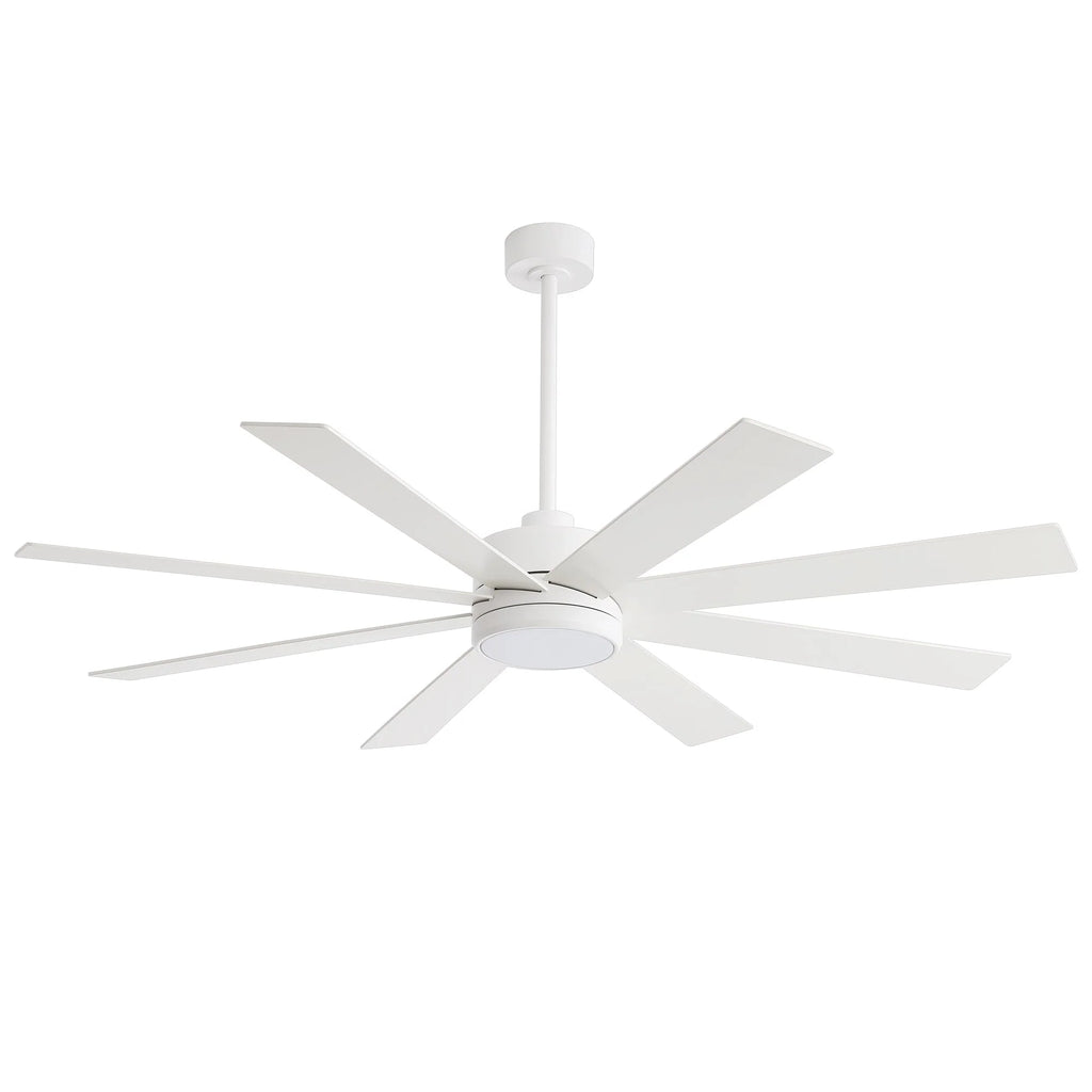 Ventilateur de plafond noir de 65 po à 8 pales avec lumière et télécommande