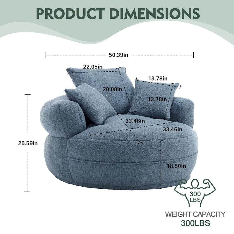 Round Lazy Sofa Chair ¨C White/Blue/Grey/Yellow/Orange/Rose Red/Navy/Green, Single & Couple Seat