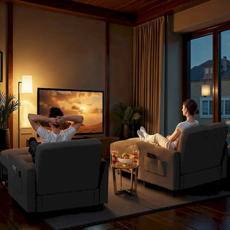 Sofá-cama 3 em 1 com cadeira-cama extraível, sofá-cama convertível, ajustável e dobrável, estofado