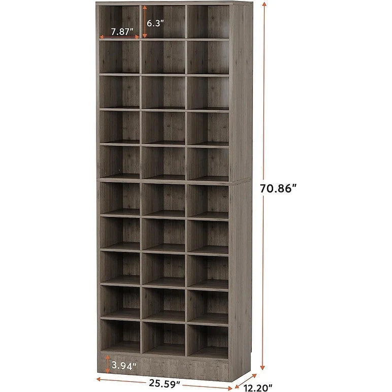 30 Pairs Tall Shoe Cabinet, 10 Tiers White Wooden Shoe Storage Rack for Closet, Entryway - 10-tier