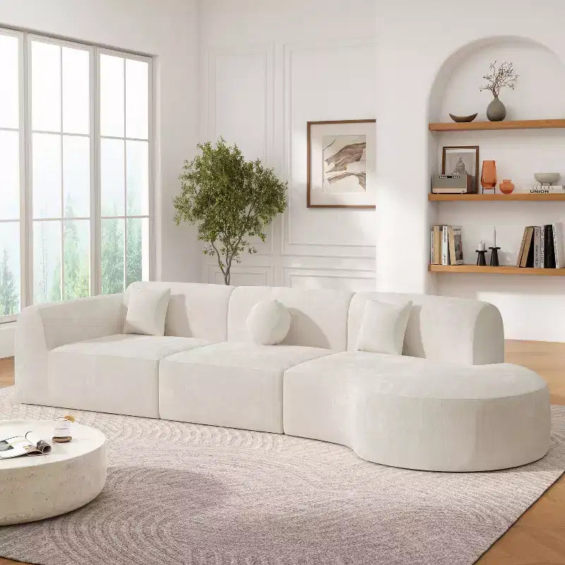Nowoczesna narożna sofa z szezlongiem, 140 cali, zestaw 3-częściowy, do salonu