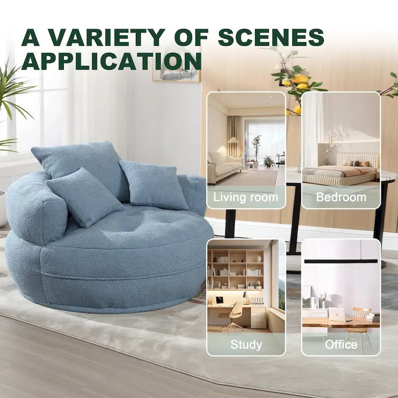 Round Lazy Sofa Chair ¨C White/Blue/Grey/Yellow/Orange/Rose Red/Navy/Green, Single & Couple Seat