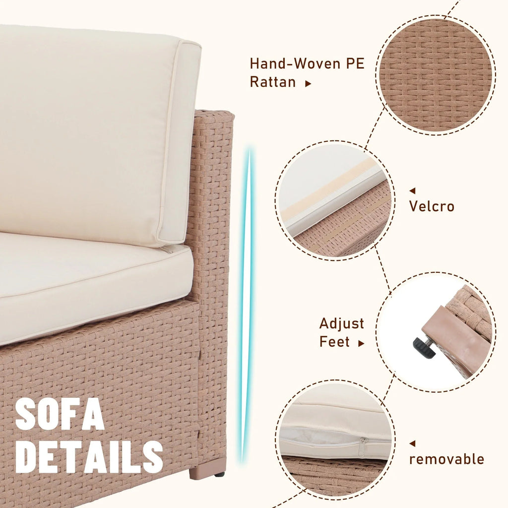 Wicker/ Steel 7-piece Outdoor Cushioned Sectional Sofa Set