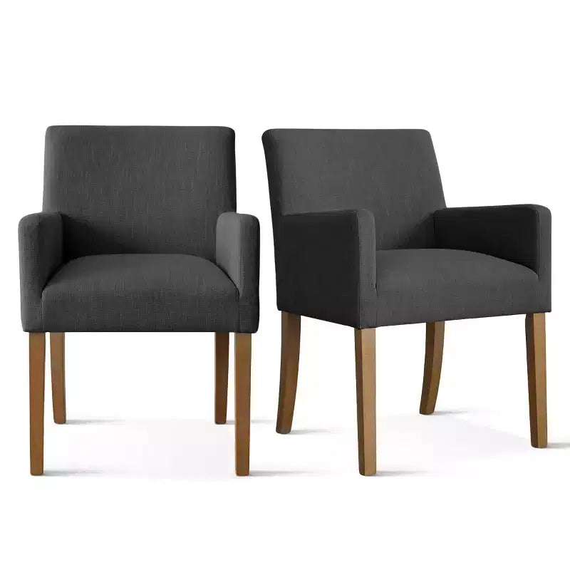 6er-Set gepolsterte Esszimmerstühle mit Armlehnen, moderne Leinen-Sessel mit Holzbeinen, Akzentstühle für Esszimmer und Wohnzimmer – Panipeachy