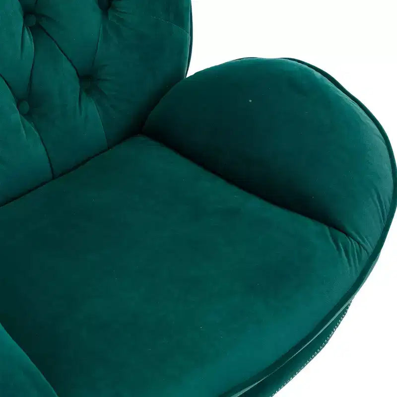 Poltrona de destaque em veludo Okak com repousa-pés, cadeira moderna sem braços para sala de estar, estilo de meados do século, macia e confortável para ver televisão e jogar