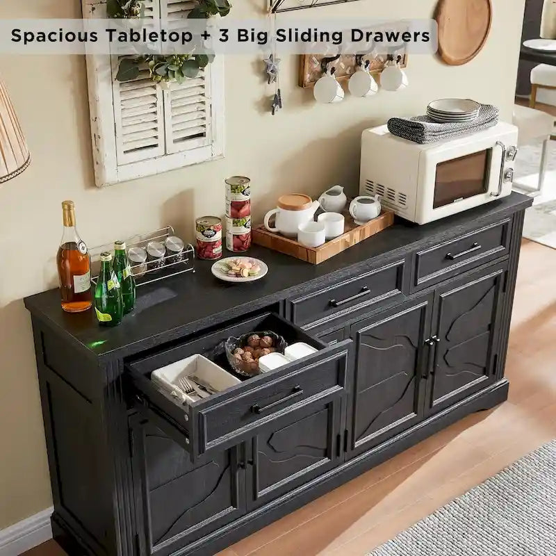Farmhouse Buffet Sideboard Cabinet,Coffee Bar Wine Bar for Dining Room - N/A