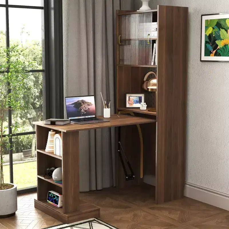 GDFStudio Sinclair nowoczesne składane drewniane biurko do nauki 36 z miejscem do przechowywania