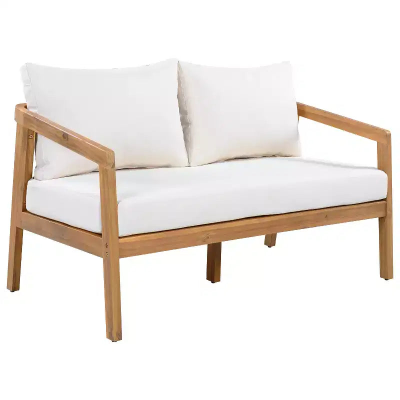 Ensemble de sièges d’extérieur moderne Christopher Knight Home Sunny 5 pièces en acacia, avec table rectangulaire à lattes et 7 places