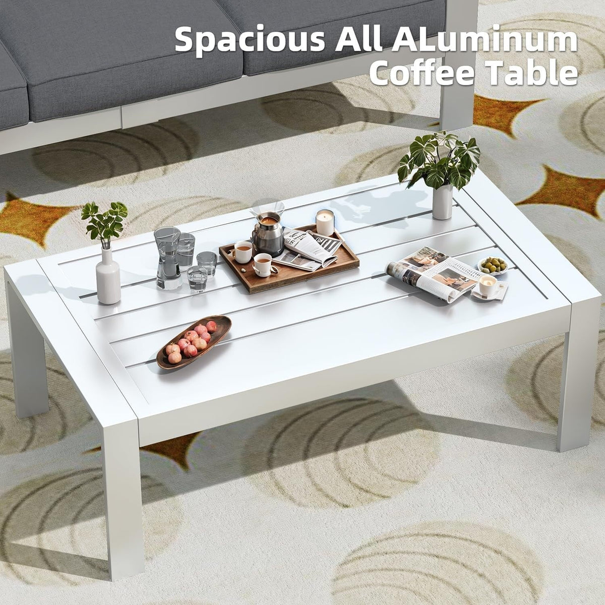 Ensemble de mobilier de terrasse en aluminium AECOJOY de 7 pièces, ensemble extérieur pour la conversation