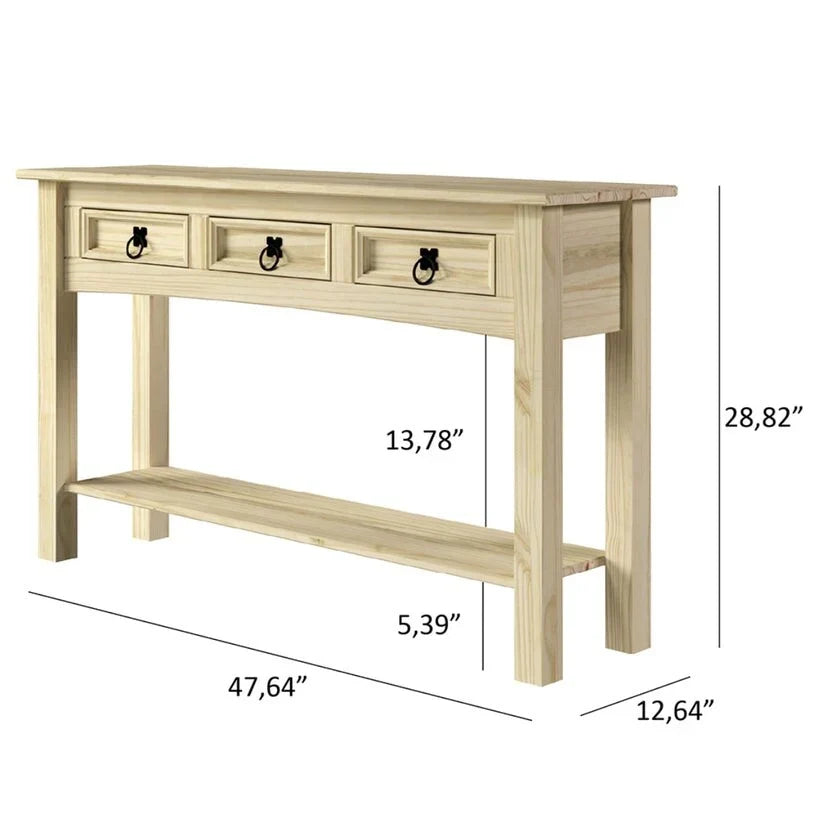 Console d’entrée en bois à 3 tiroirs Corona | Furniture Dash - N/A