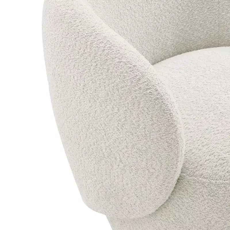 Fauteuil tonneau pivotant rembourré d’appoint Spruce&Spring avec base en bois