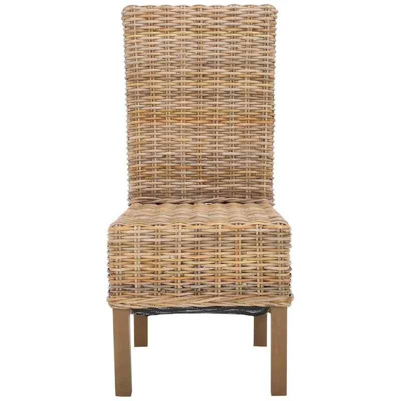 Ensemble de 2 chaises de salle à manger en osier naturel, 19 l x 22 p x 41 h, style bohème côtier
