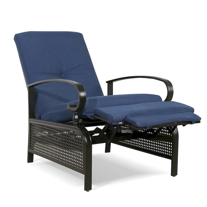 Poltrona reclinabile regolabile da giardino con cuscino - 38 (D) x 26.5 (W) x 38.5 (H) INCH