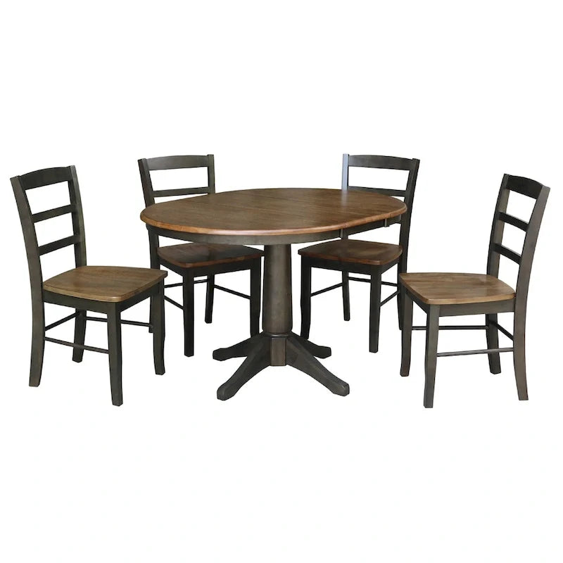 36 Round Extension Dining Table With 4 Madrid Chairs