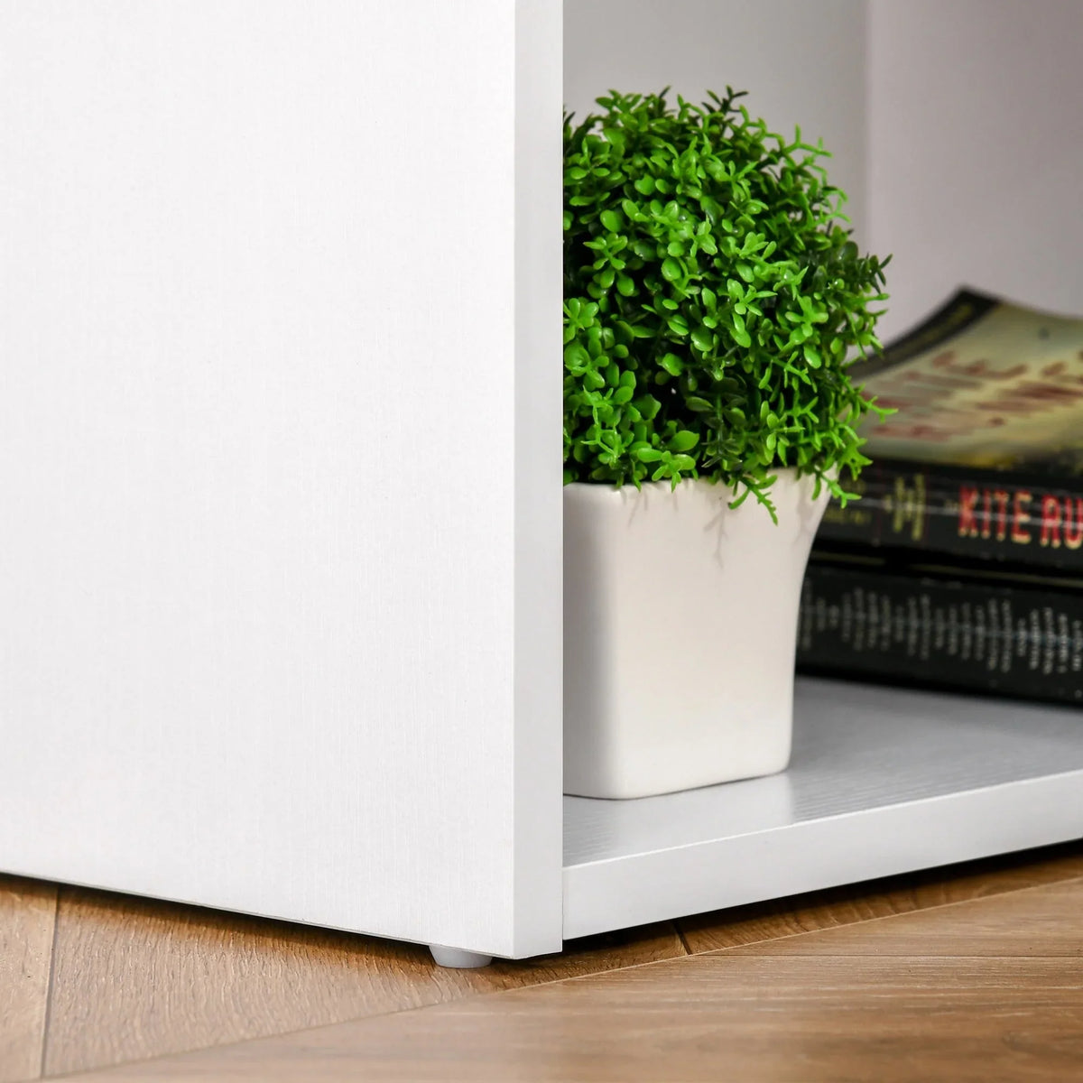 HOMCOM 47 moderner Schreibtisch fürs Homeoffice mit Bücherregal, Schreibfläche und Arbeitsplatz, 3 Schubladen und Ablagefach – Weiß