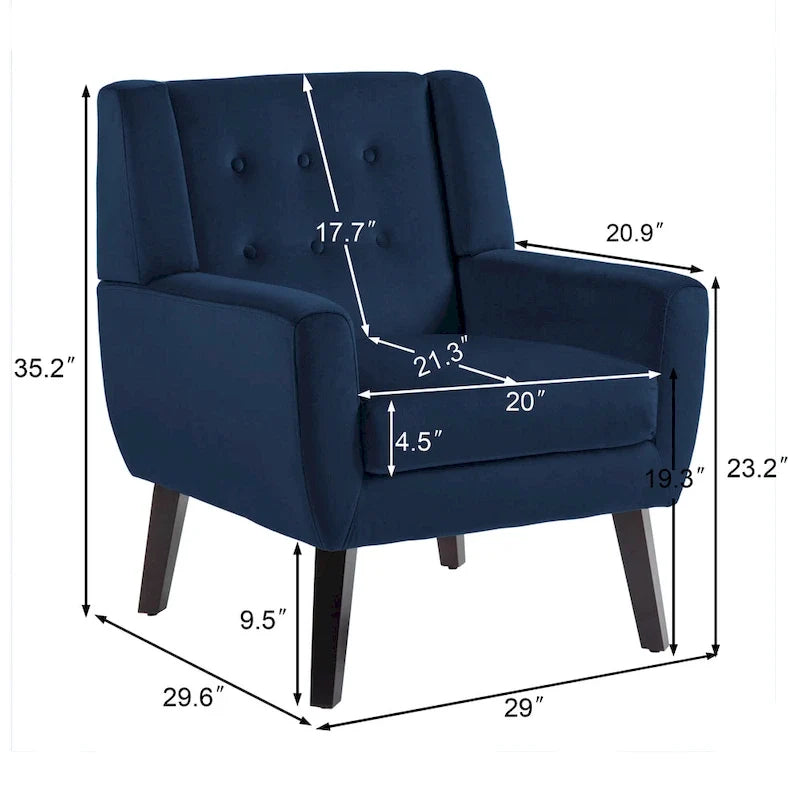 Set aus 2 samtbezogenen Akzentstühlen mit Armlehnen für das Wohnzimmer