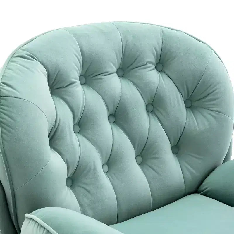 Poltrona de destaque em veludo Okak com repousa-pés, cadeira moderna sem braços para sala de estar, estilo de meados do século, macia e confortável para ver televisão e jogar