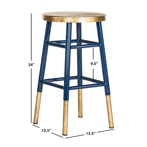 SAFAVIEH Celine 24-inch Navy/ Gold Counter Stool - 13.5 x 13.5 x 24 - 14Wx14Dx24H