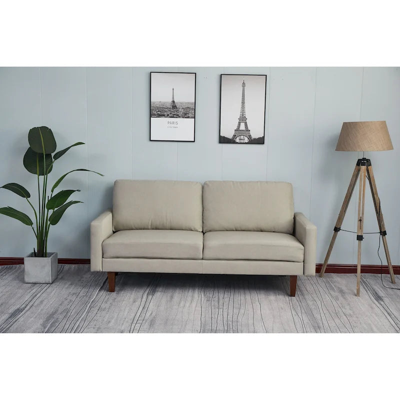 Sofa lniana z kwadratowymi podłokietnikami 70 cali, 3-osobowa, wiele kolorów