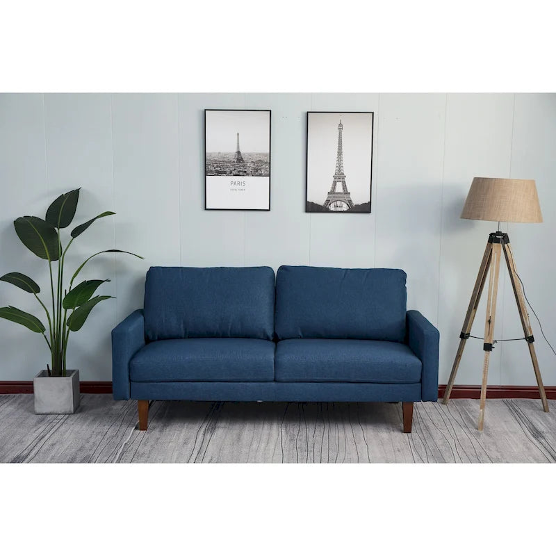 Sofa lniana z kwadratowymi podłokietnikami 70 cali, 3-osobowa, wiele kolorów