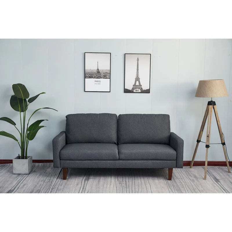 Sofa lniana z kwadratowymi podłokietnikami 70 cali, 3-osobowa, wiele kolorów