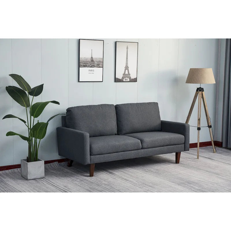 Sofa lniana z kwadratowymi podłokietnikami 70 cali, 3-osobowa, wiele kolorów