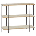 Wood 2 Shelves Console Table with Slim Black Metal Legs - Beige - Roche River Decor - 14W x 40L x 32H