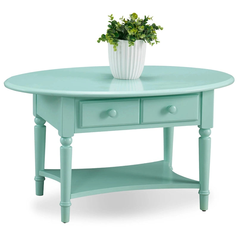 Okrągły Stolik Kawowy z Półką i 2 Szufladami, Wiele Wykończeń