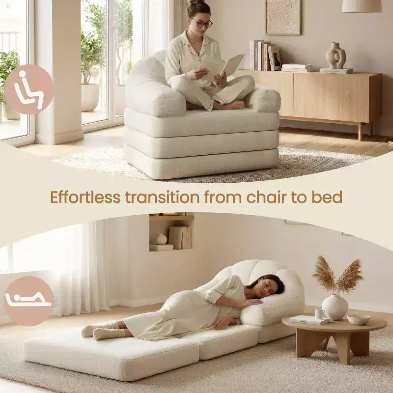 Składana sofa z funkcją łóżka 2 w 1 Yaheetech, składane krzesło z funkcją łóżka do salonu i sypialni