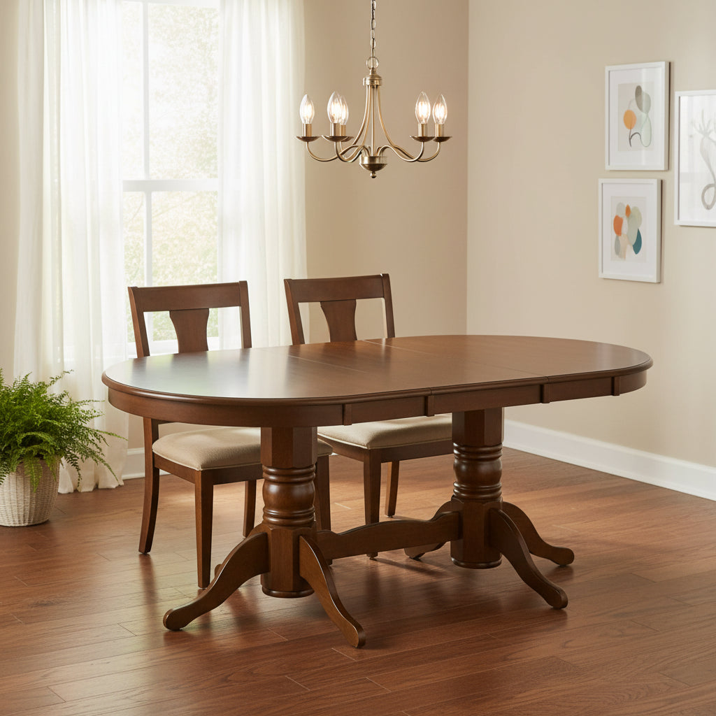 East West Furniture Vancouver Dining Table - an Oval kitchen Table Top & Double Pedestal Base(Finish Options)