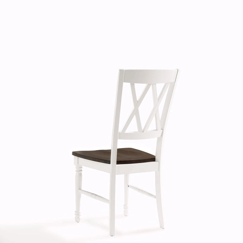 Drewniane krzesło do jadalni, wiśnia i antyczna biel, zestaw 2 szt., 17,75x23,5x39