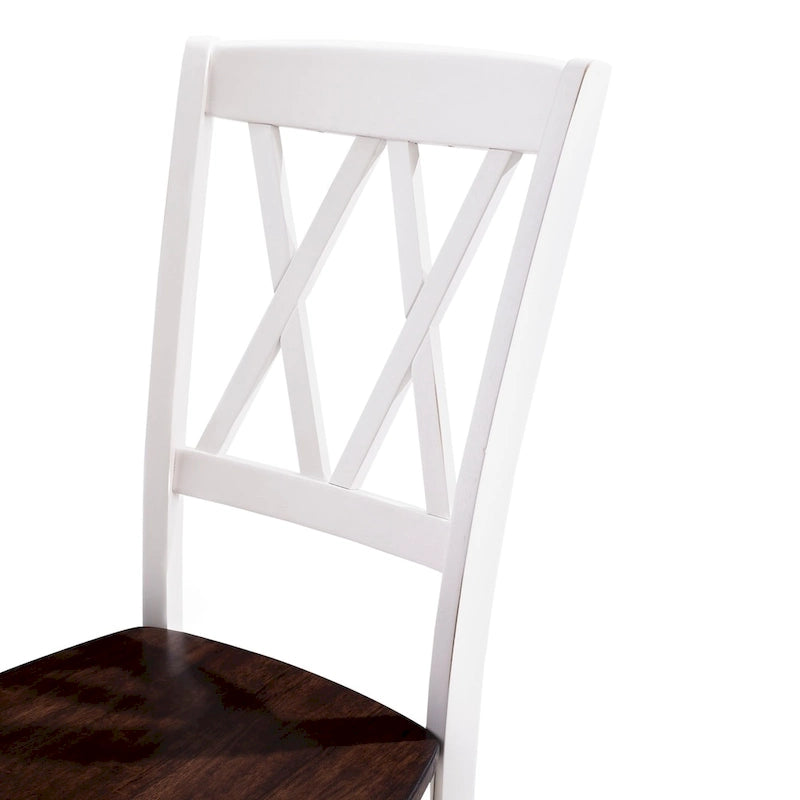 Drewniane krzesło do jadalni, wiśnia i antyczna biel, zestaw 2 szt., 17,75x23,5x39