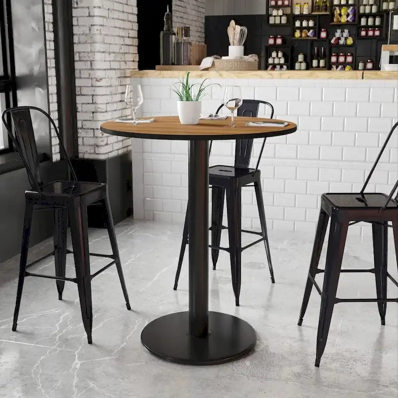 Okrągły blat laminowany 36" ze stopą okrągłą barową 24"