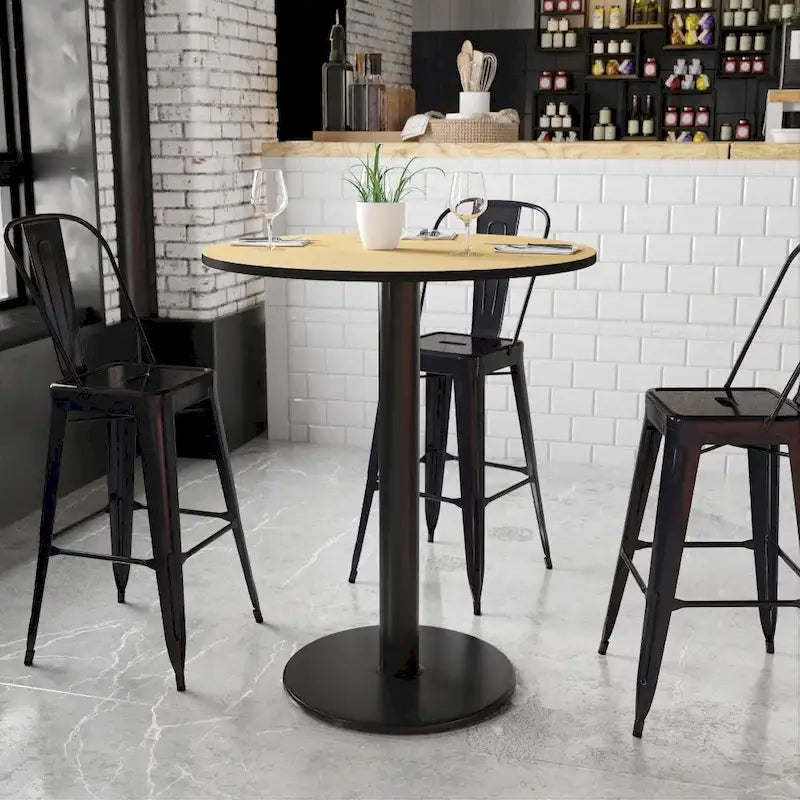 Okrągły blat laminowany 36" ze stopą okrągłą barową 24"