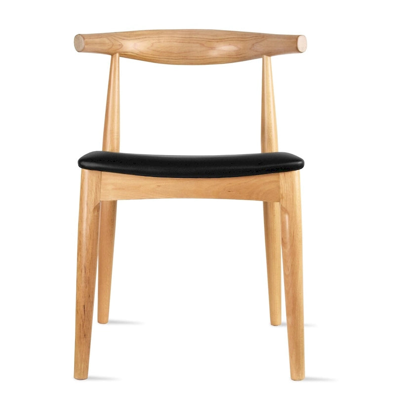 Solidne Krzesło Obiadowe z Drewna z Poduszką ze Skóry PU, Podłokietnikami, Tapicerowanym Siedziskiem do Kuchni, Sypialni, Hotelu, Restauracji, Pracy