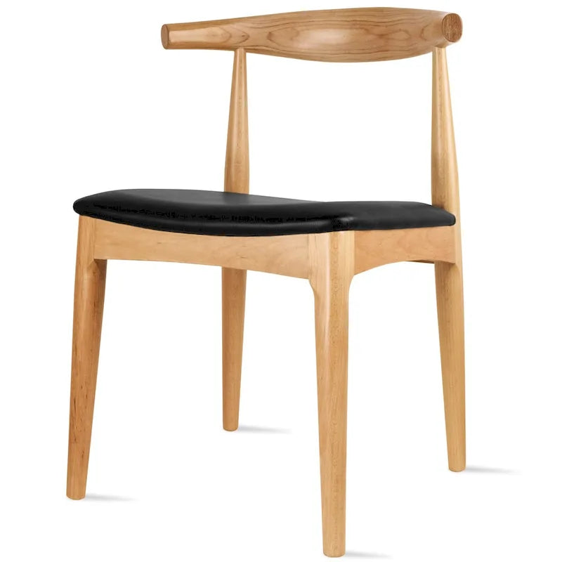Solid Real Wood PU Leather Cushion Elbow Dining Chair Kitchen Padded Seat Bedroom Hotel Restaurant Work