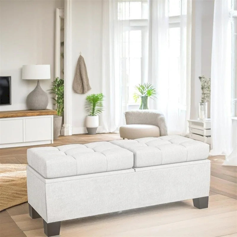 46 Storage Upholstered Ottoman Bench with Steel Frame