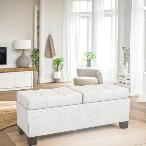 46 Storage Upholstered Ottoman Bench with Steel Frame