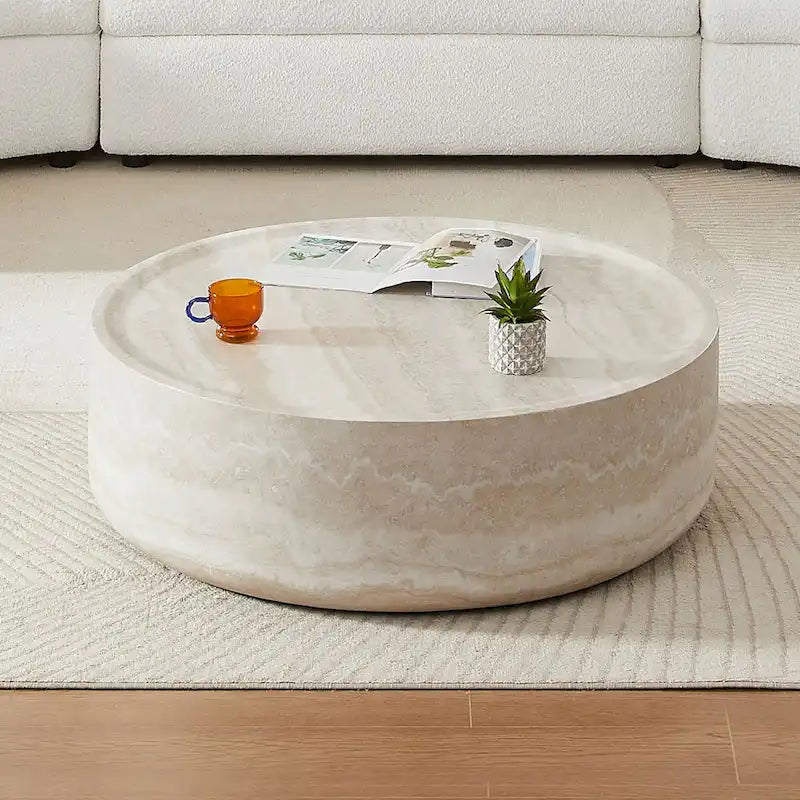 31.49 Round Faux MARS Pattern Coffee Tables No Need Assembly