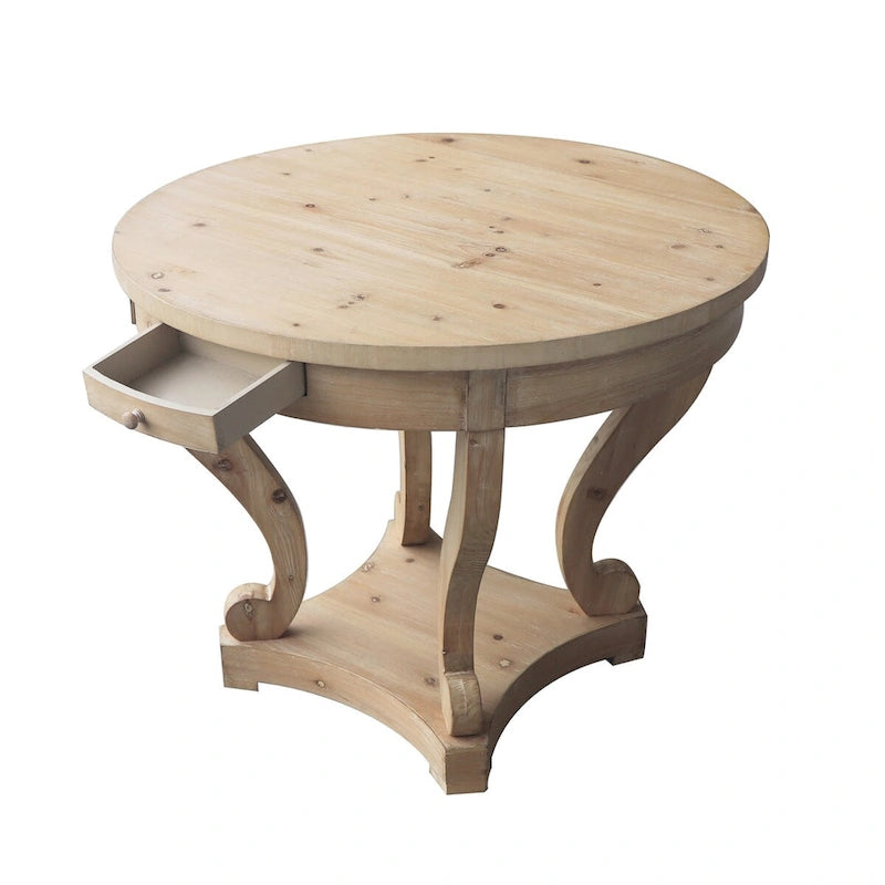 Stół jadalniany, stolik pomocniczy, stolik kawowy w stylu rustykalnym z zakrzywionymi nogami, mały, okrągły do aneksu jadalnego, kuchni