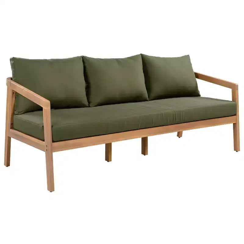 Ensemble de sièges d’extérieur moderne Christopher Knight Home Sunny 5 pièces en acacia, avec table rectangulaire à lattes et 7 places