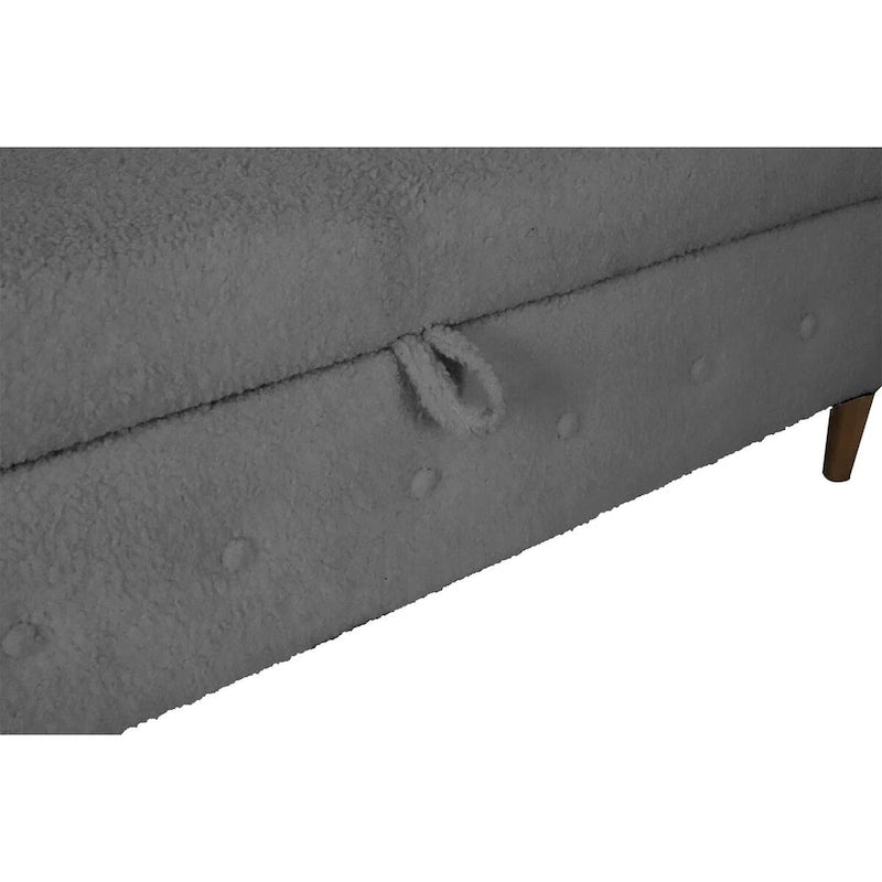 Panca contenitore per camera da letto, per fondo letto, con braccioli arrotondati, rivestita in velluto, pouf-divano lungo