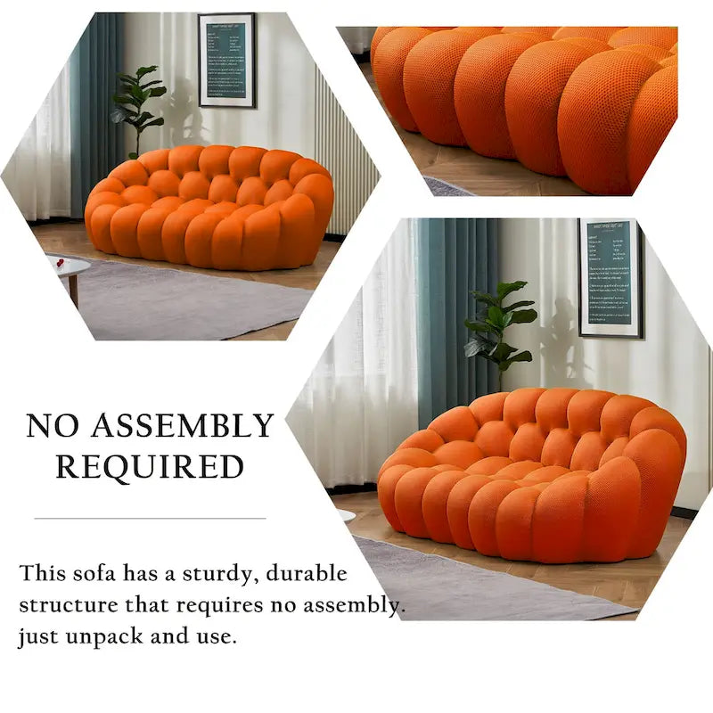 2-osobowa bąbelkowa zaokrąglona sofa typu lazy w kształcie plastra miodu, z tkaniną tekstylną 3D, do salonu, pokoju dziennego lub mieszkania