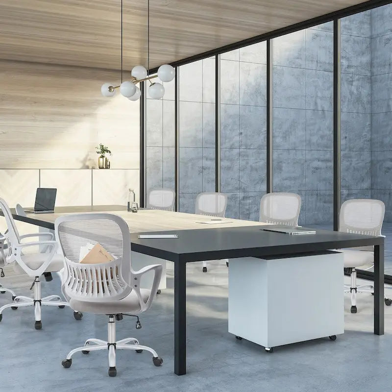 Ergonomiczne krzesło biurowe do domowego biurka, siatkowe z nieruchomymi podłokietnikami